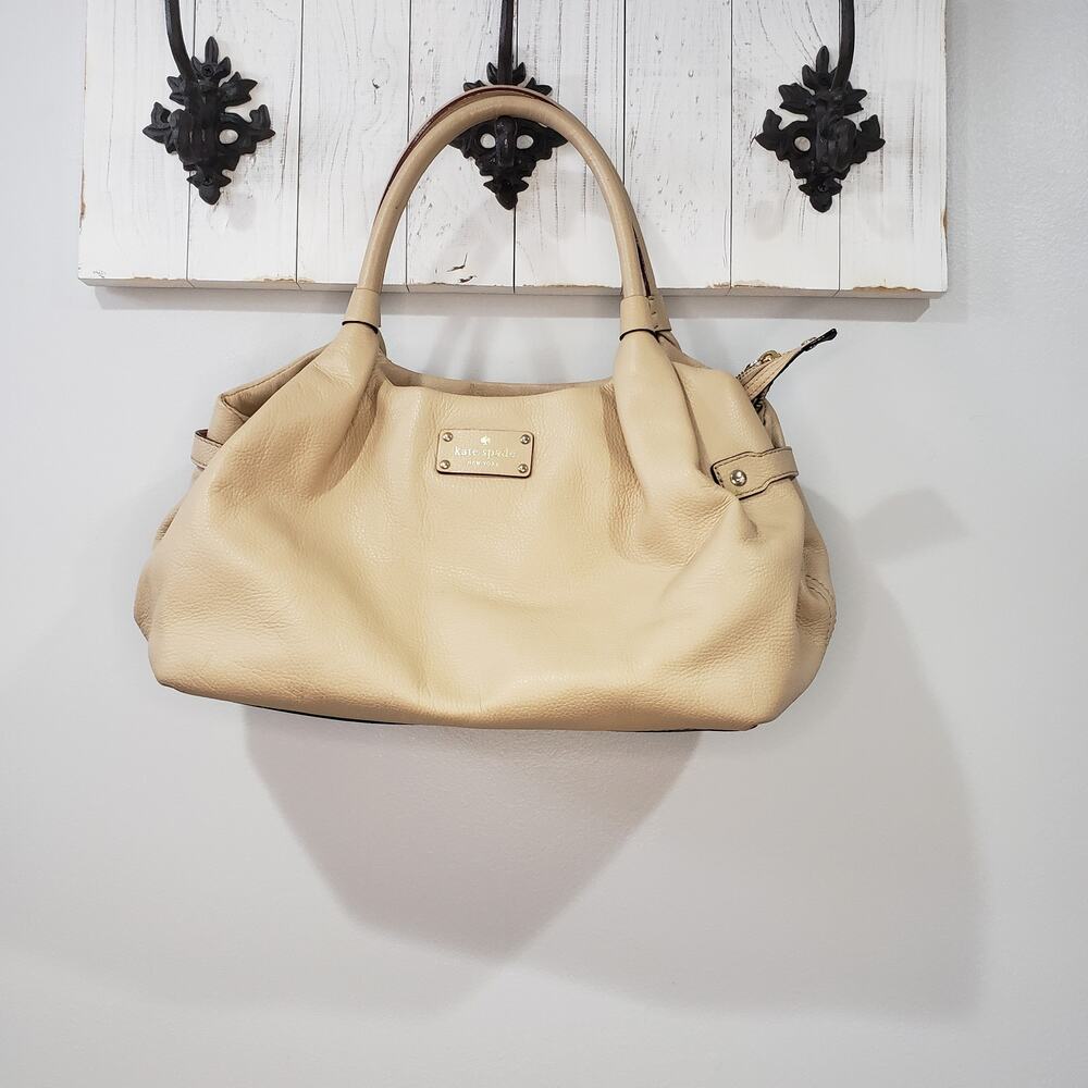 Kate Spade Berkshire Road Stevie Satchel Beige Pebbled Leather Tote Bag